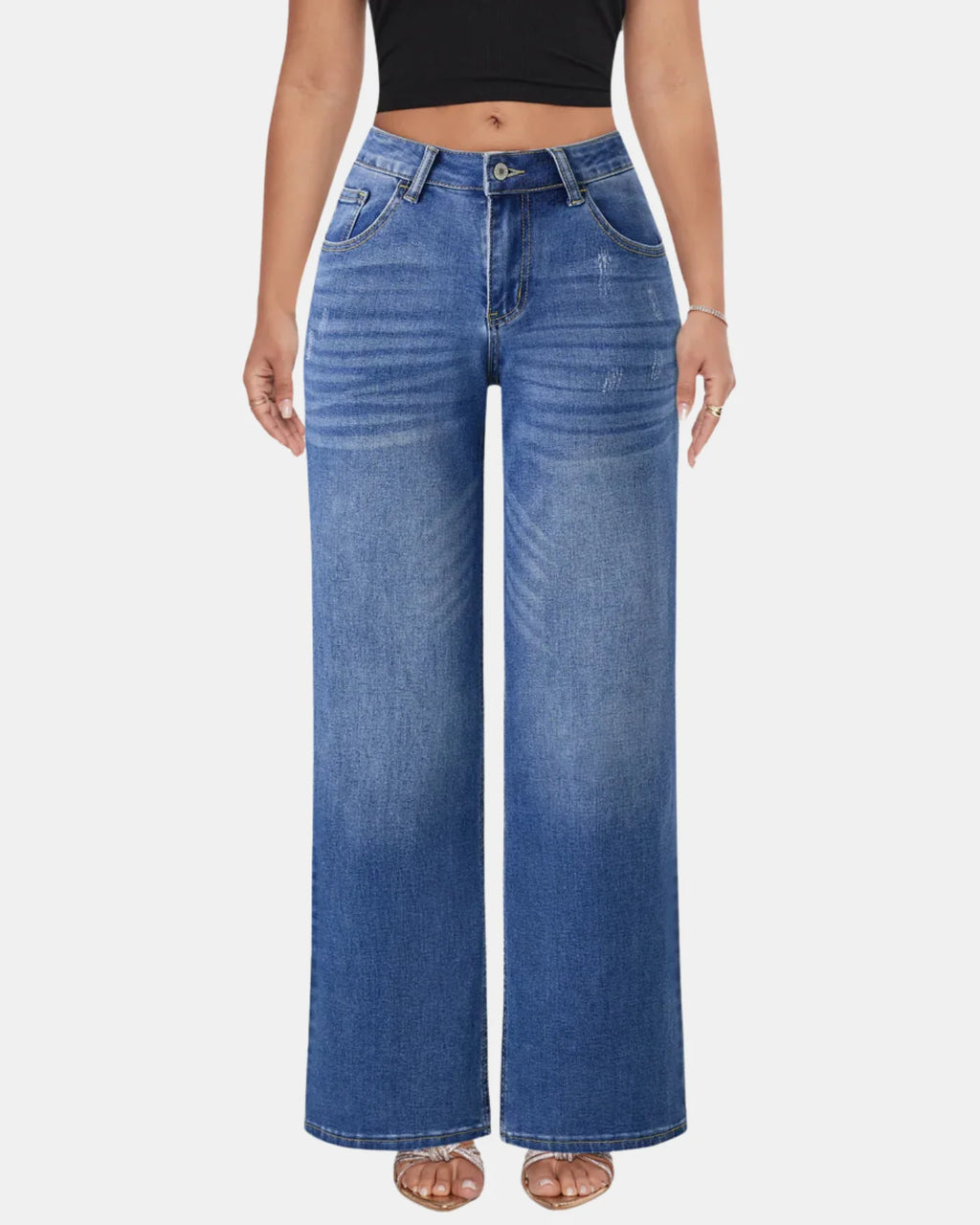 Mid-Low Rise Wide Leg Jeans