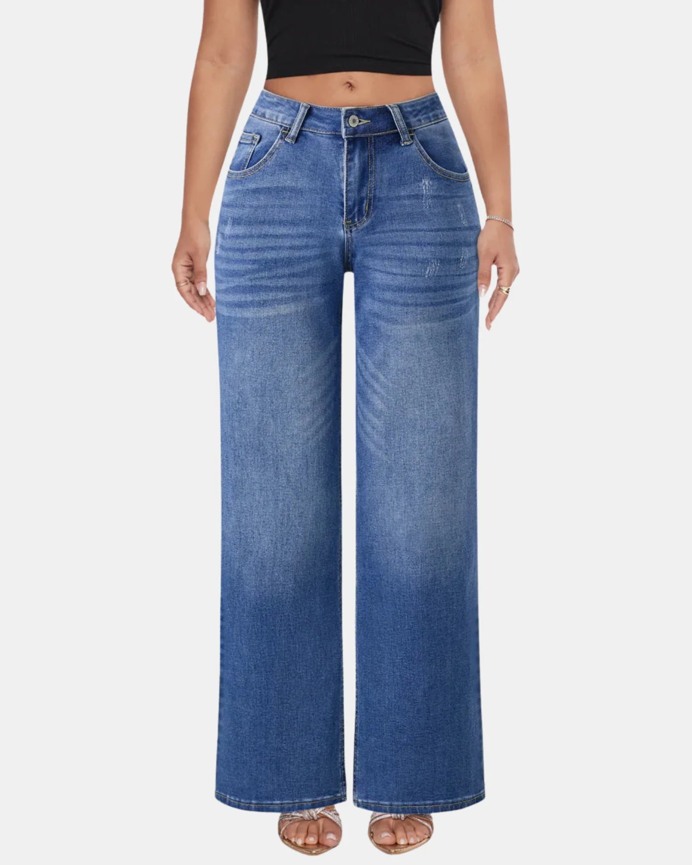 Mid-Low Rise Wide Leg Jeans