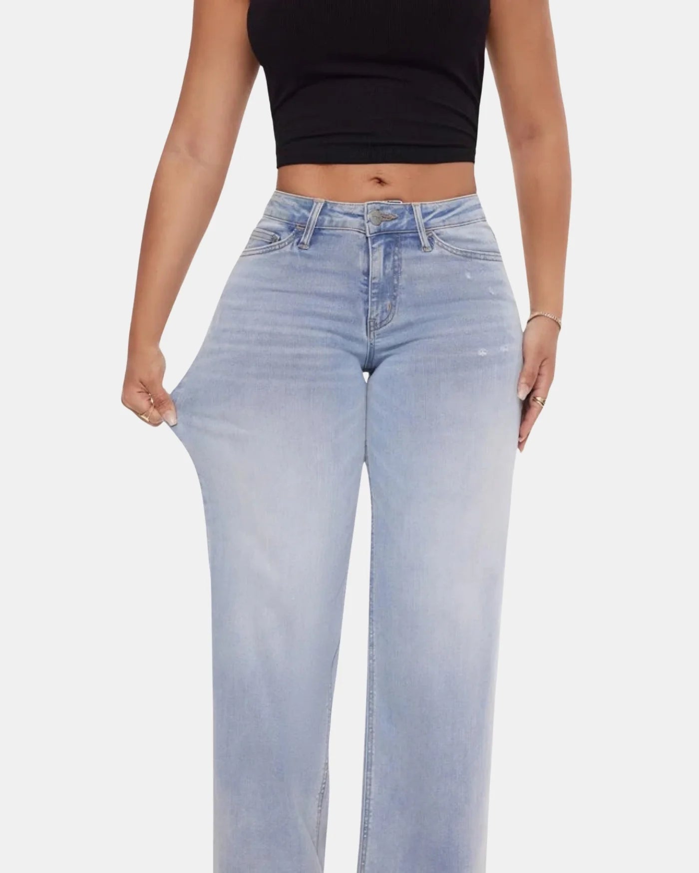 Mid-Low Rise Wide Leg Jeans