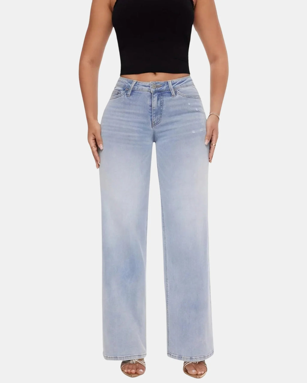 Mid-Low Rise Wide Leg Jeans