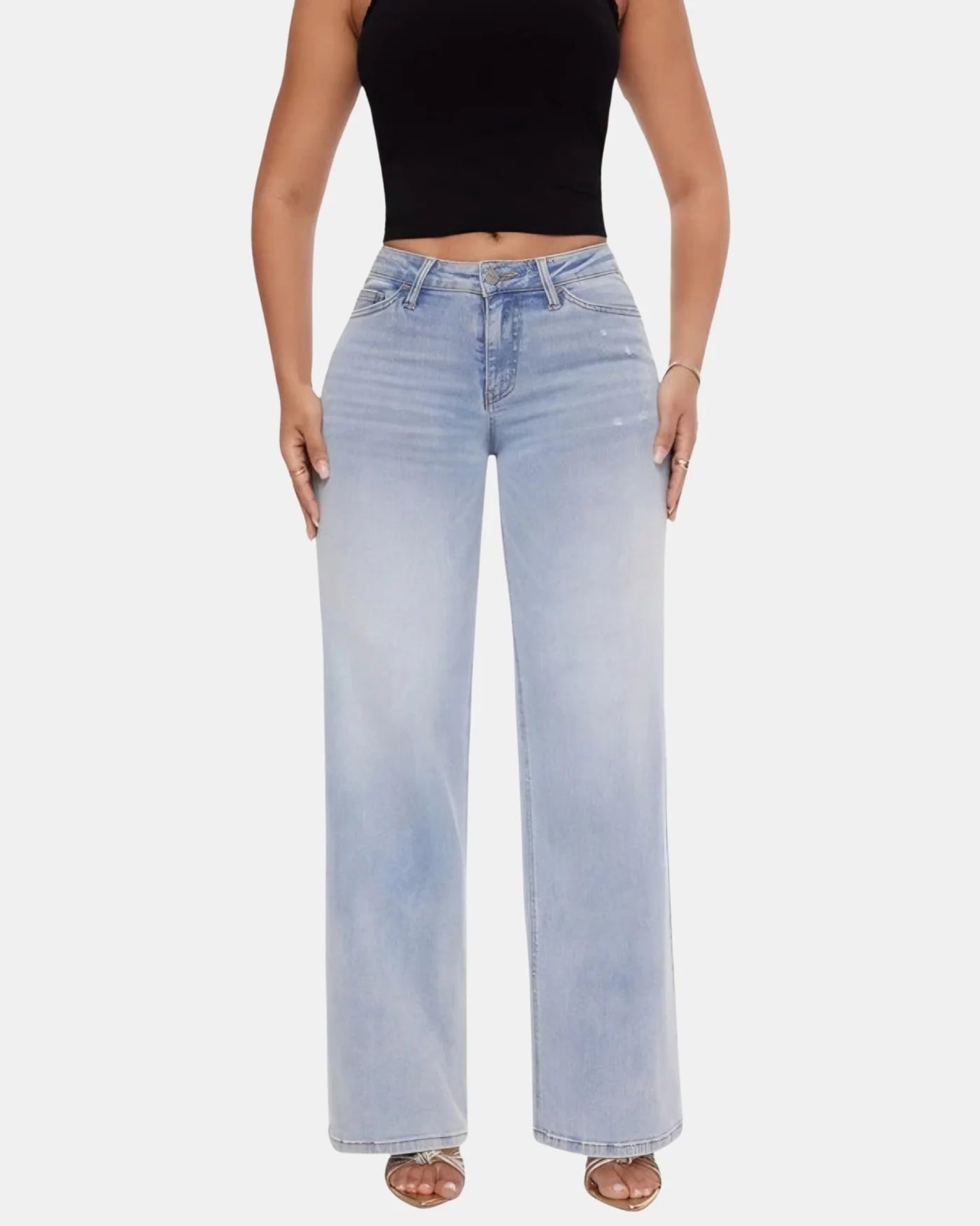 Mid-Low Rise Wide Leg Jeans