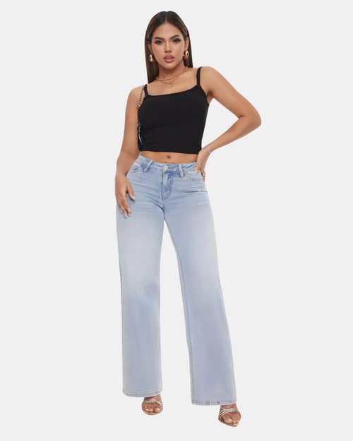 Mid-Low Rise Wide Leg Jeans